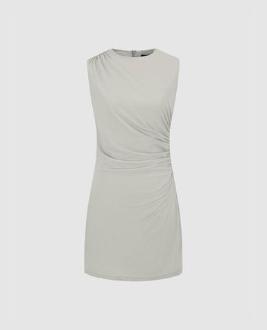  URBAN REVIVO - Đầm sát nách mini xếp li phom ôm 