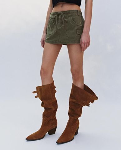  URBAN REVIVO - Chân váy chữ A mini túi hộp 