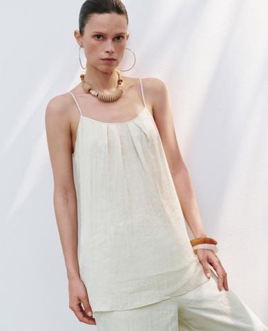  URBAN REVIVO - Áo hai dây nữ xếp li phom suông 