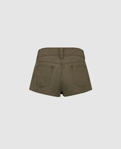  URBAN REVIVO - Quần short jeans nữ giả váy đính khuy 