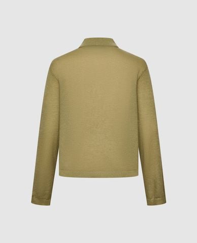  URBAN REVIVO - Áo dệt kim nam cổ bẻ tay dài phối nút 