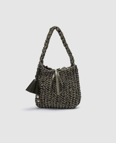  URBAN REVIVO - Túi đeo vai nữ quai bện phối chram 