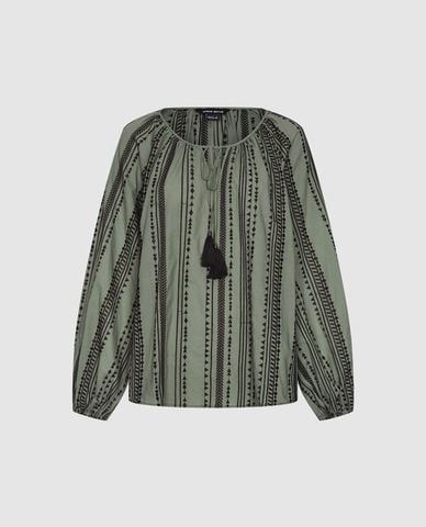  URBAN REVIVO - Áo kiểu nữ tay phồng họa tiết bohemian 