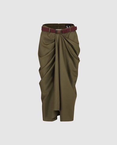  URBAN REVIVO - Chân váy midi xếp nếp kèm thắt lưng 