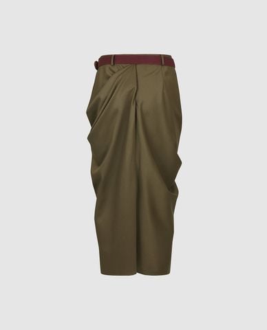  URBAN REVIVO - Chân váy midi xếp nếp kèm thắt lưng 