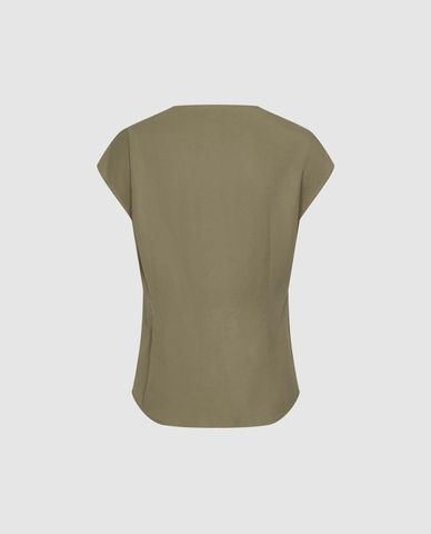 URBAN REVIVO - Áo kiểu nữ cổ V xoắn eo thanh lịch 