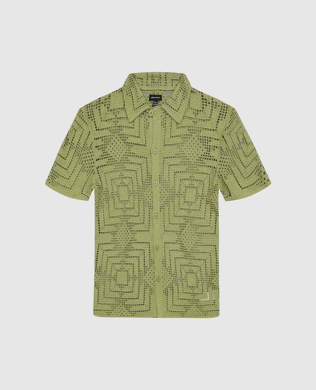 URBAN REVIVO - Áo dệt kim nam cổ bẻ tay ngắn
