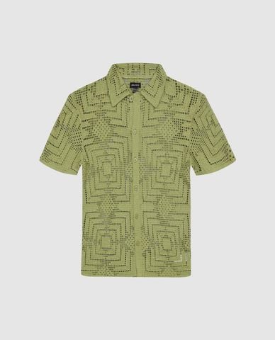  URBAN REVIVO - Áo dệt kim nam cổ bẻ tay ngắn 