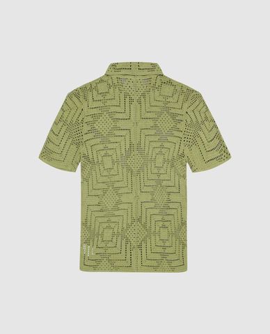  URBAN REVIVO - Áo dệt kim nam cổ bẻ tay ngắn 