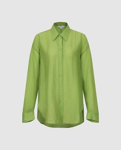  URBAN REVIVO - Áo sơ mi nữ cổ bẻ tay dài phom suông 