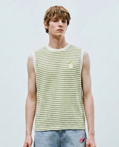  URBAN REVIVO - Áo sát nách nam cổ tròn kẻ sọc 