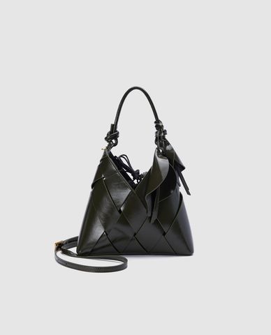  URBAN REVIVO - Túi đeo vai nữ hình thang đan lát 