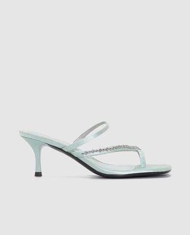  URBAN REVIVO - Giày mules cao gót nữ mũi vuông xỏ ngón 