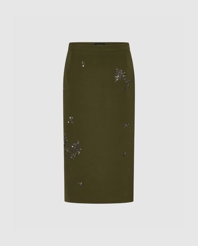  URBAN REVIVO - Chân váy bút chì midi đính đá 