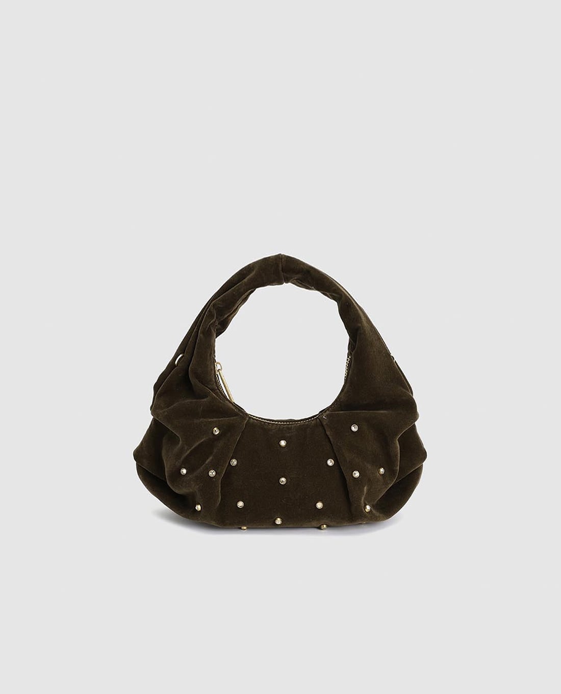 URBAN REVIVO - Túi đeo vai nữ hình bán nguyệt đính hạt