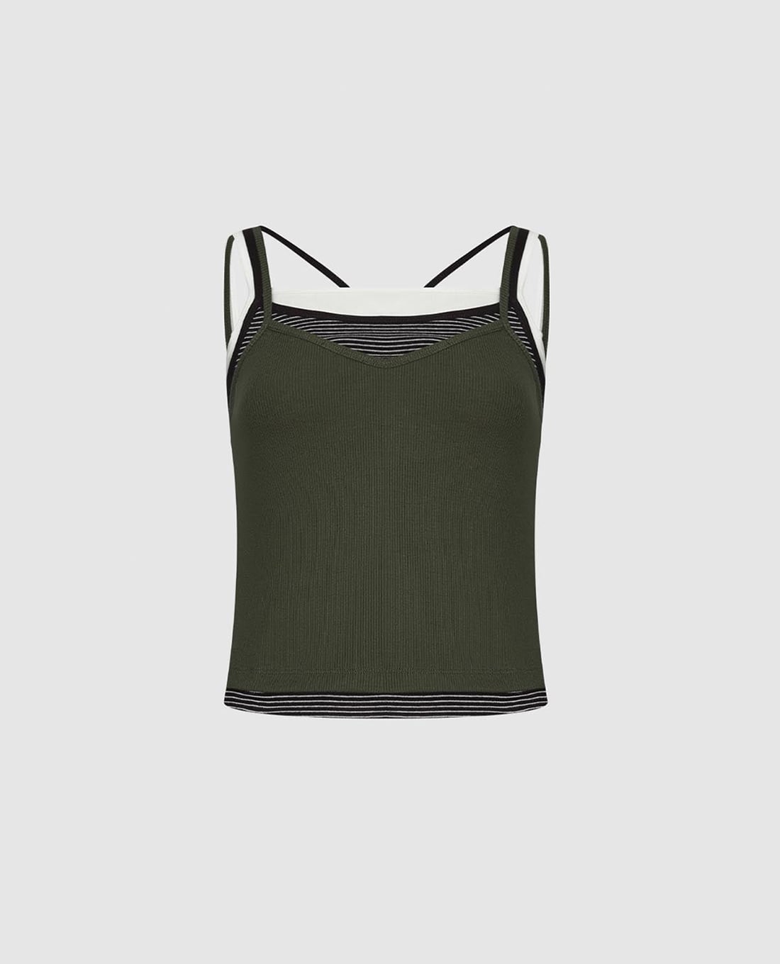 URBAN REVIVO - Áo hai dây nữ layer phối sọc phom ôm