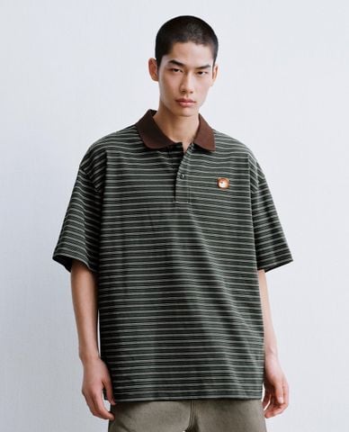  URBAN REVIVO - Áo polo nam cổ bẻ tay ngắn kẻ sọc 