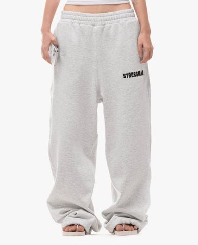  STRESSMAMA - Quần unisex ống rộng lưng thun in logo 