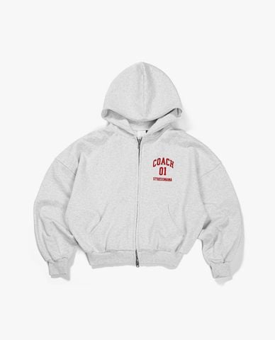  STRESSMAMA - Áo khoác phối mũ unisex khóa zip PT University 