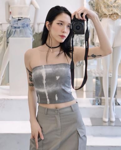  DEZUS - Áo croptop nữ dáng quây loang màu Vivian 