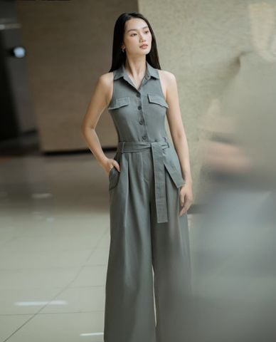  DEZUS - Jumsuits nữ sát nách cổ bẻ thắt đai Ciirara 