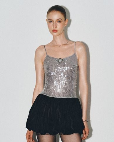  DEZUS - Đầm dự tiệc mini hai dây đính sequin Oisa 