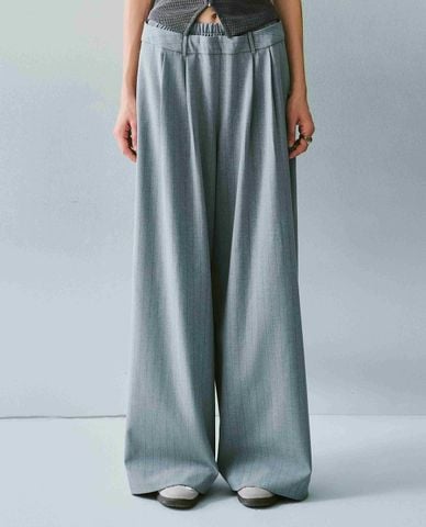  DEZUS - Quần nữ ống rộng lưng thun xếp ly Tela 