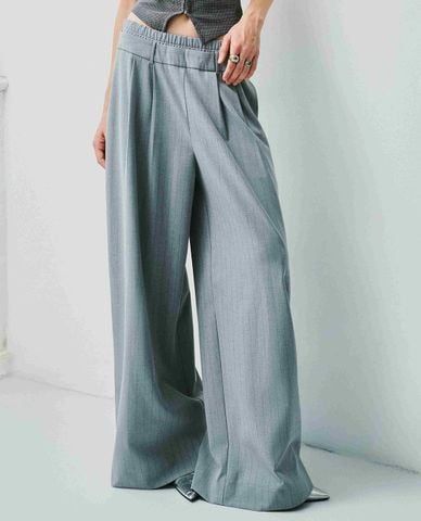  DEZUS - Quần nữ ống rộng lưng thun xếp ly Tela 