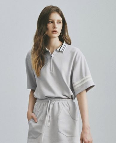  DEZUS - Áo polo nữ cổ bẻ tay ngắn Xiqizy 