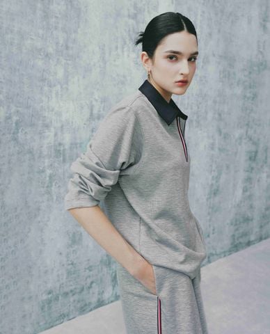  DEZUS - Áo polo nữ cổ bẻ tay dài phối zip Duriny 