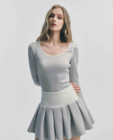  DEZUS - Áo thun nữ cổ U tay dài phom ôm Cailyn 