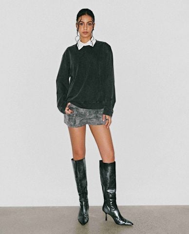  DEZUS - Áo sweatshirt nữ phối cổ sơ mi Caryn 