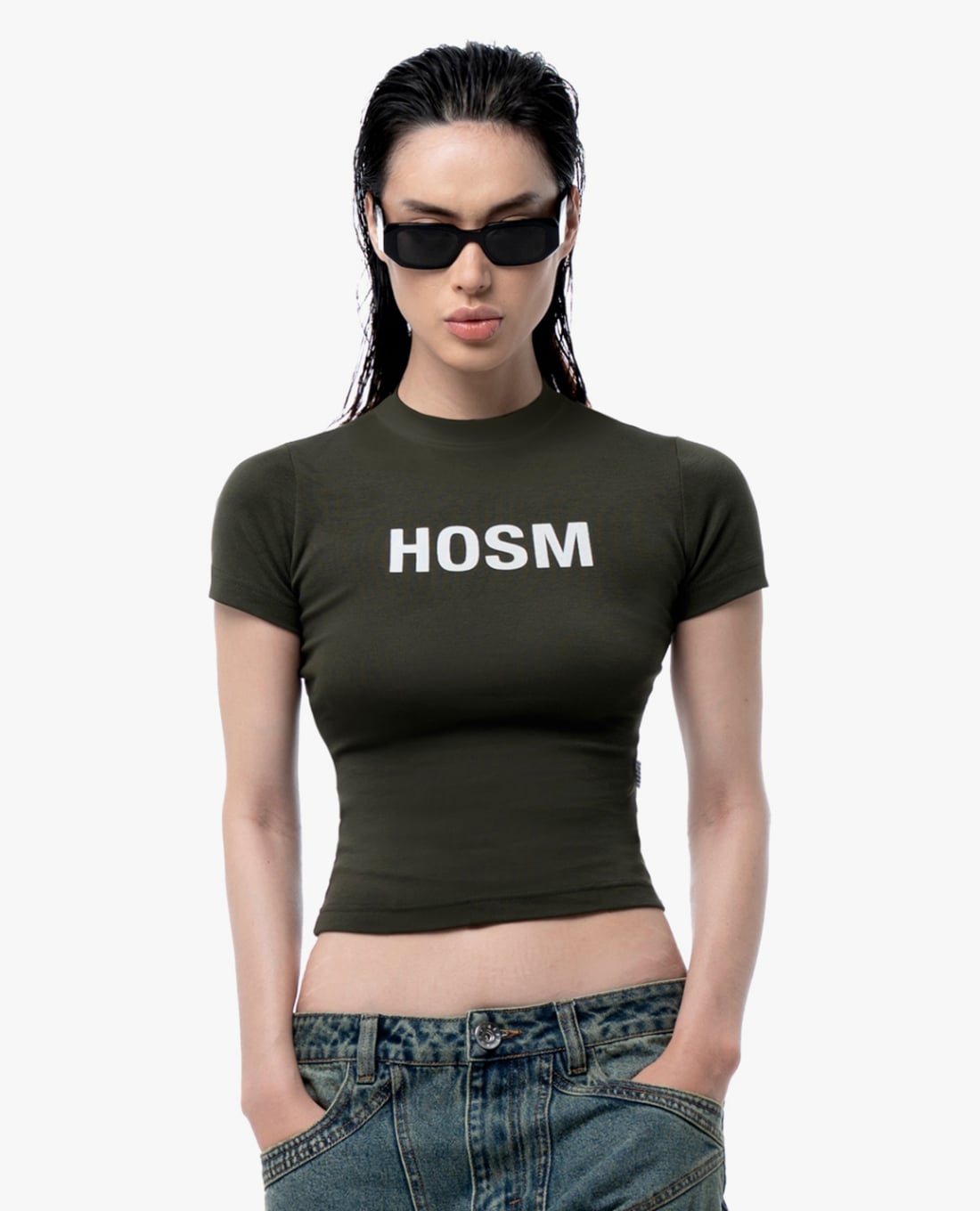 STRESSMAMA - Áo thun nữ cổ tròn tay ngắn phom ôm HOSM