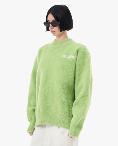  STRESSMAMA - Áo sweater unisex cổ tròn tay dài phối logo 