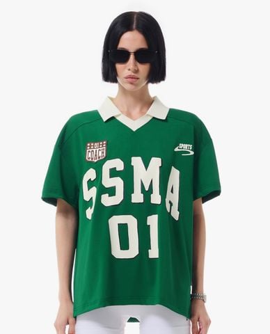  STRESSMAMA - Áo thun unisex cổ bẻ tay ngắn SSMA Sports 