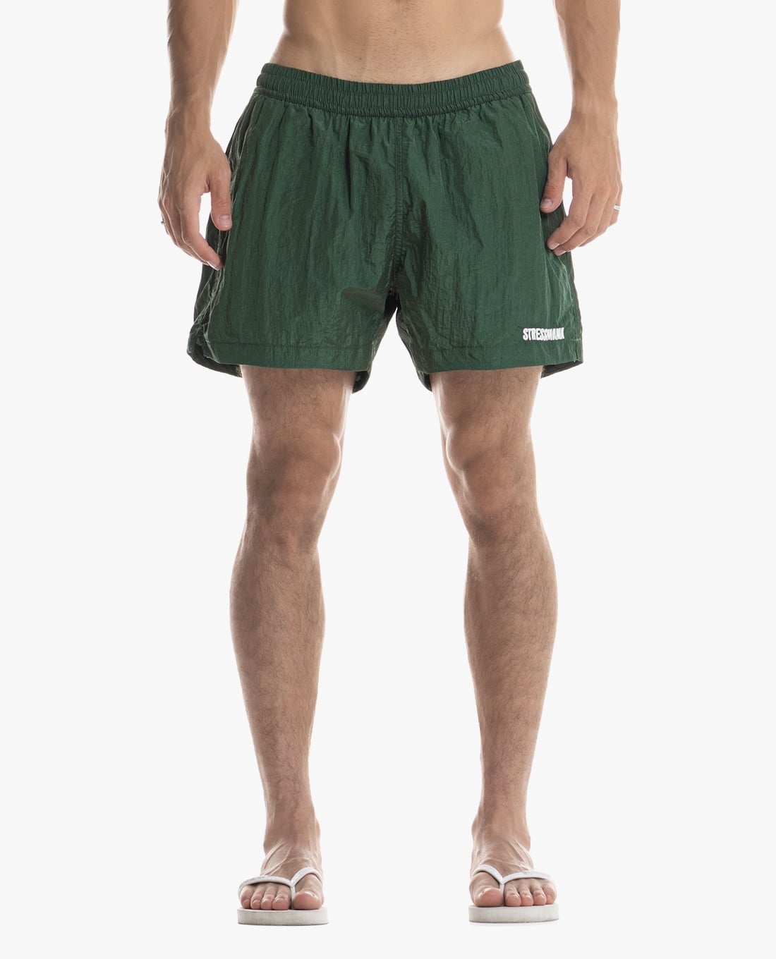 STRESSMAMA - Quần short unisex ống rộng thêu logo