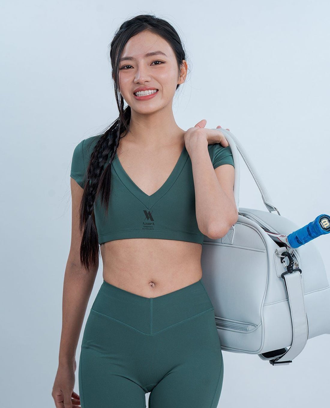 AZURA - Áo bra thể thao nữ cổ tim tay ngắn