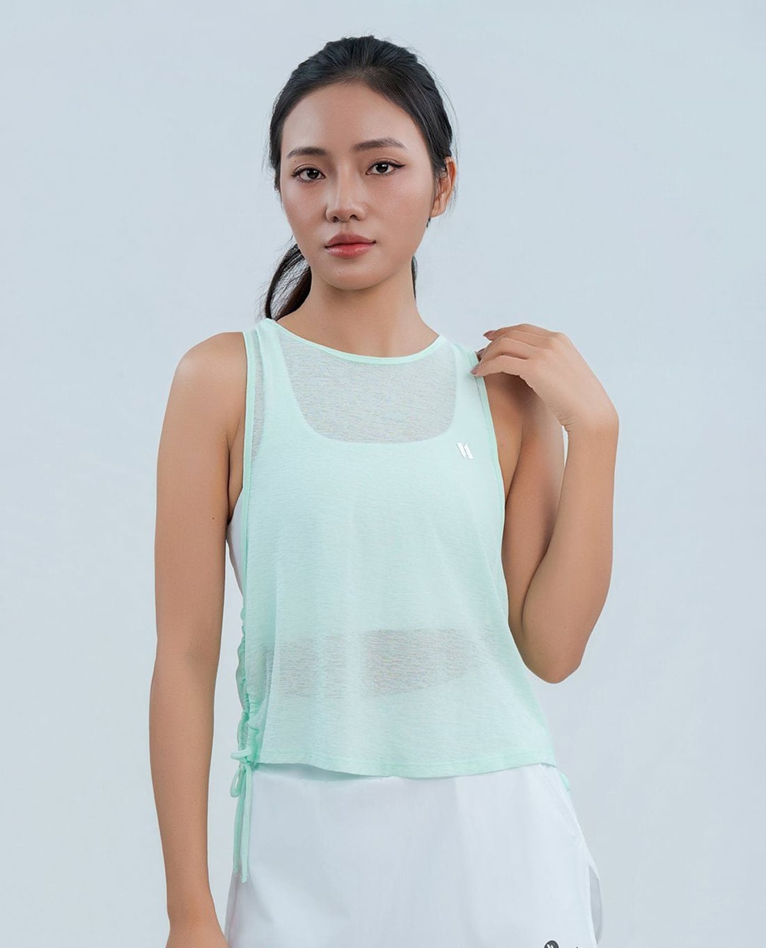 AZURA - Áo ba lỗ thể thao nữ lưới phối dây rút