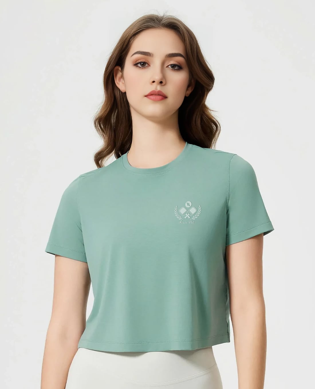 AZURA - Áo croptop nữ cổ tròn tay ngắn Cloud