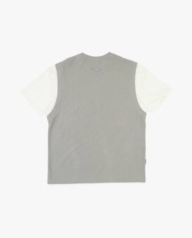  KANGOL - Áo thun unisex cổ tròn phối tay tương phản 