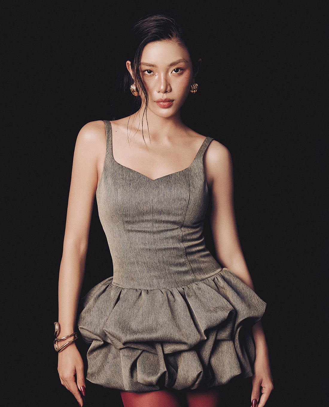 DEZUS - Đầm hai dây mini chân phồng Gracey