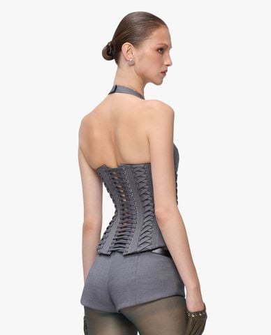  FANCì CLUB - Áo corset nữ cổ yếm phối dây đan Julia 