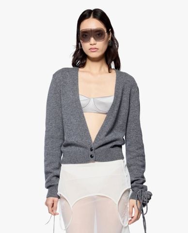  FANCì CLUB - Áo khoác cardigan nữ cổ V tay dài Fingerpull 