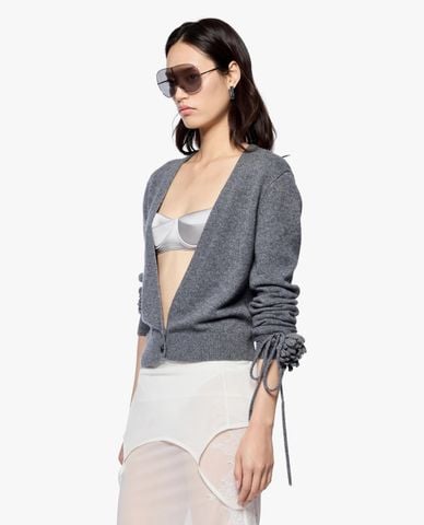  FANCì CLUB - Áo khoác cardigan nữ cổ V tay dài Fingerpull 