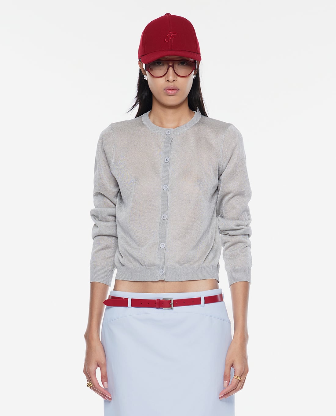 FANCì CLUB - Áo khoác cardigan nữ cổ tròn xuyên thấu Rawed