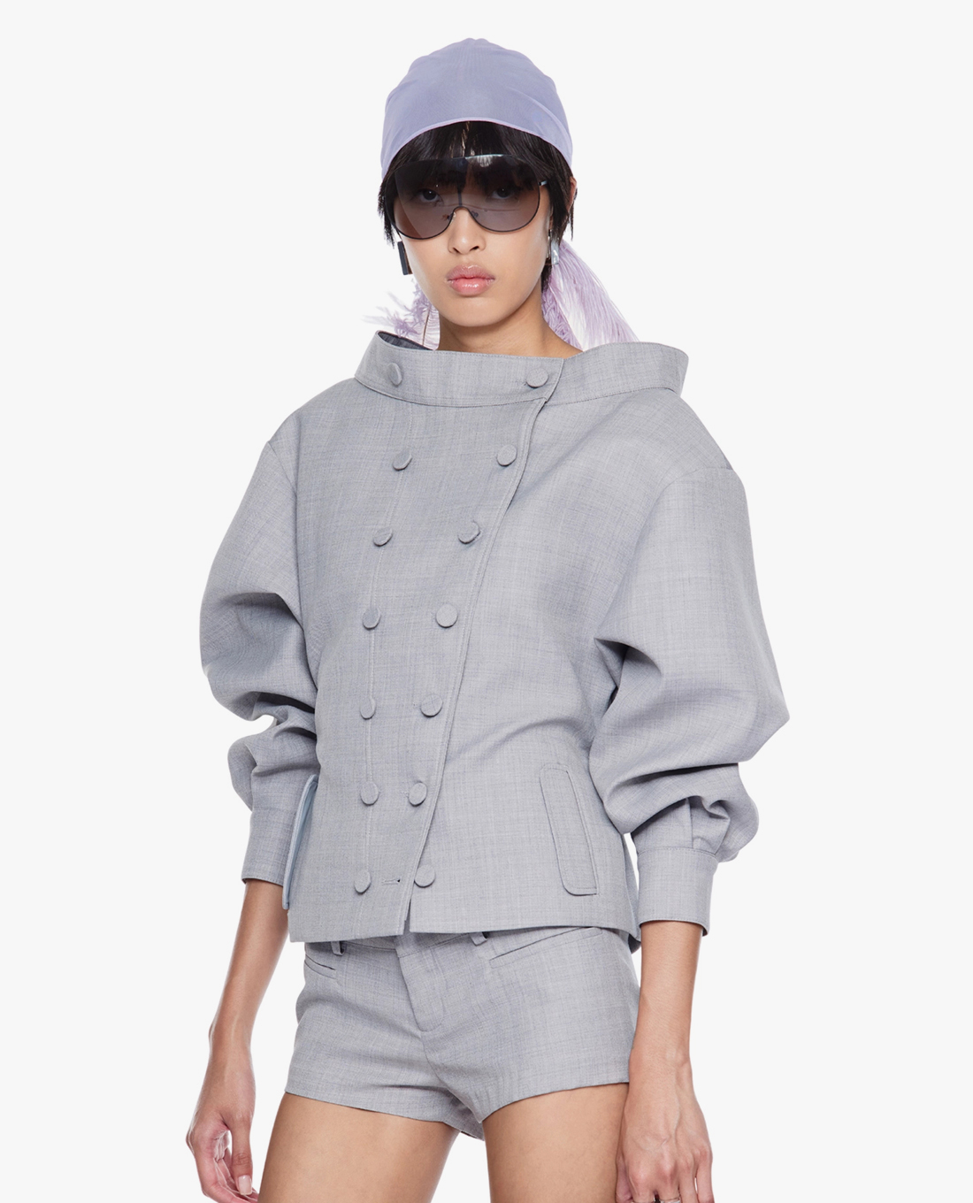 FANCì CLUB - Áo khoác hai hàng nút nữ vai phồng Fleshlight