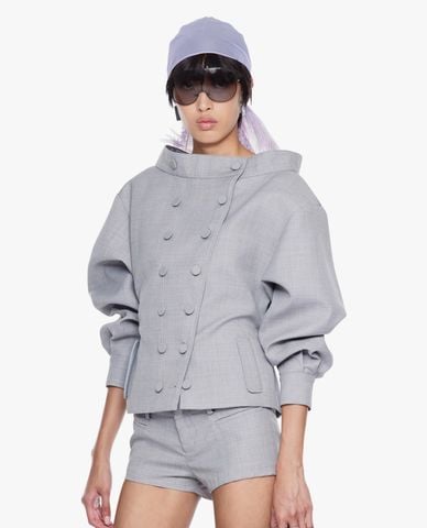  FANCì CLUB - Áo khoác hai hàng nút nữ vai phồng Fleshlight 