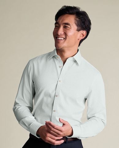  CHARLES TYRWHITT - Áo sơ mi nam cổ bẻ tay dài kẻ caro 