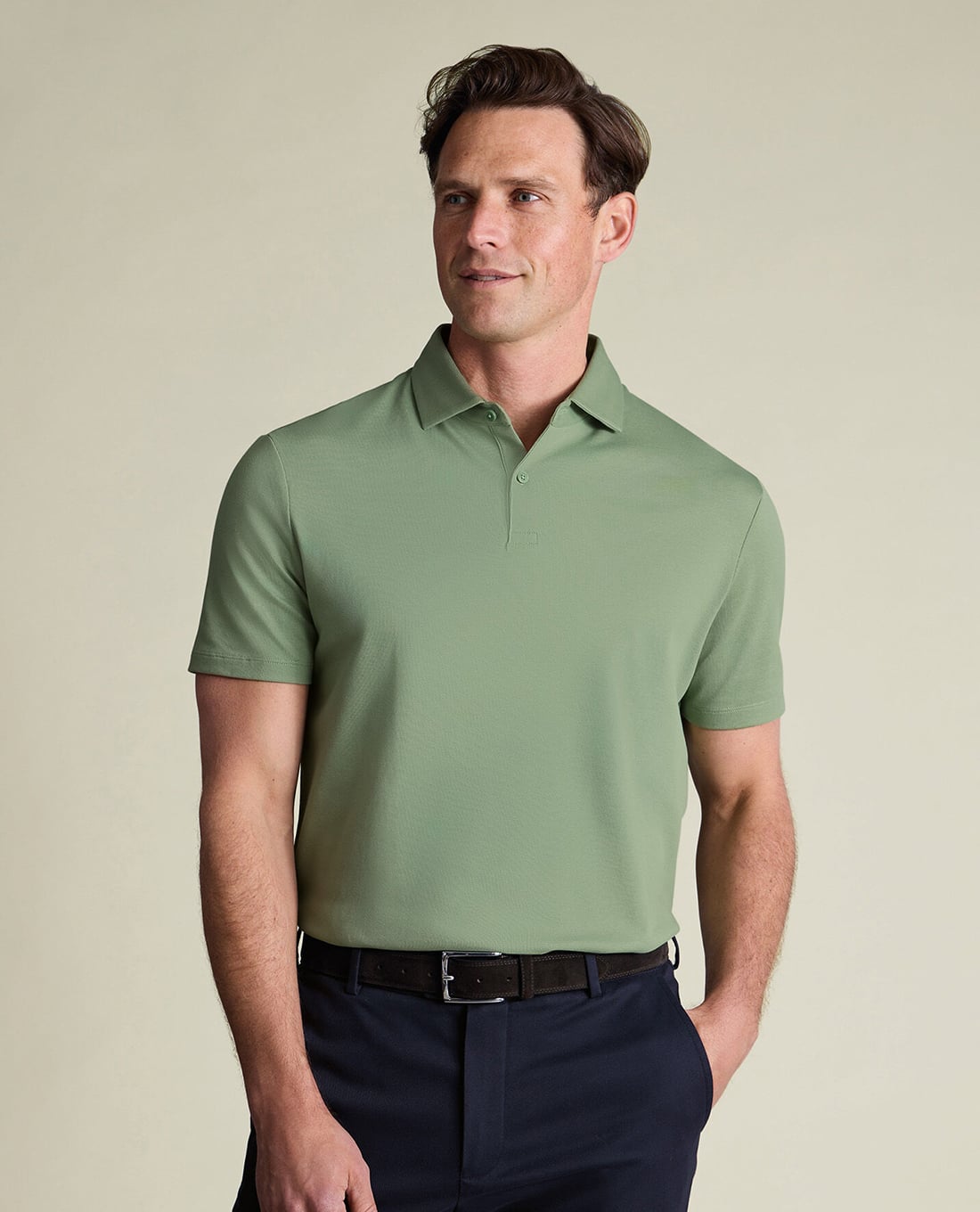 CHARLES TYRWHITT - Áo polo nam cổ bẻ tay ngắn Smart Pique