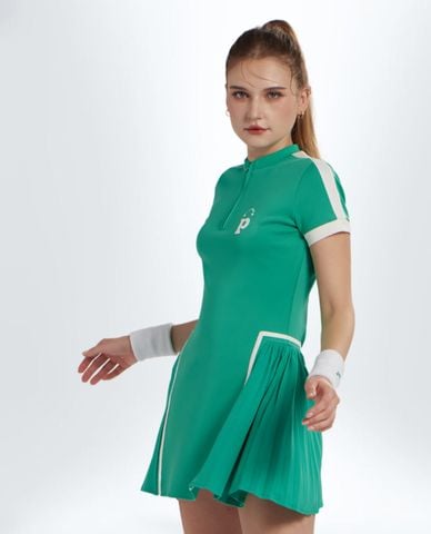  PILI - Đầm thể thao mini khóa zip xếp li 